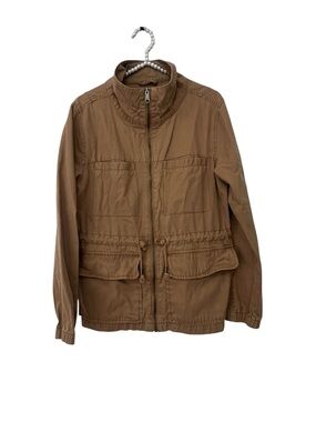 Old Navy Tan Brown Utility Military Full Zipper Jacket women’s Size Large